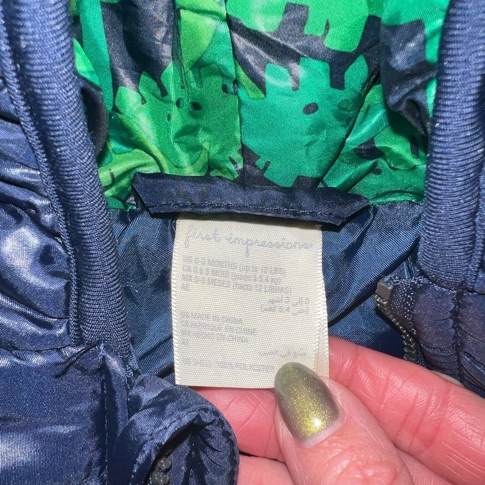 First Impressions Navy Puffer Jacket with Spiked Hood - Picture 2 of 4